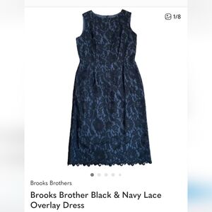 Brooks Brothers Navy and Black Lace Midi Dress, Size 6